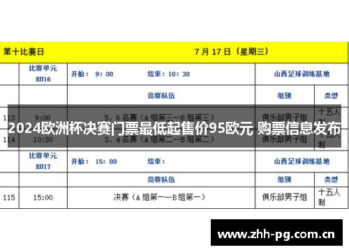 2024欧洲杯决赛门票最低起售价95欧元 购票信息发布 2024欧洲杯决赛门票最低起售价95欧元 购票信息发布